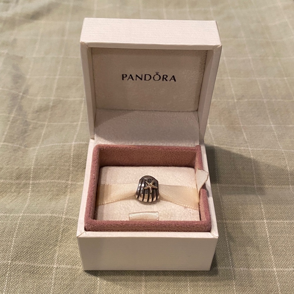 Pandora Silver and Gold Seashell with Starfish Charm